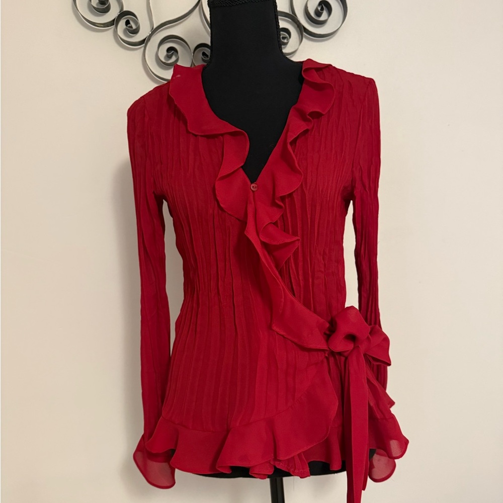 Sunny Leigh Crimson Ruffle Blouse